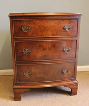 Small Burr Walnut Bedside Chest Of Drawers
