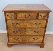 Small Vintage Figured Walnut Chest Of Drawers
