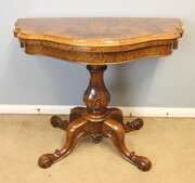 Victorian Burr Walnut Card Games Side Table