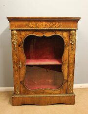 Victorian Walnut Marquetry Pier Display Cabinet