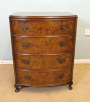 Vintage Small Burr Walnut Chest Drawers