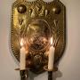 Pair of Antique Swedish Repoussé Brass Sconces