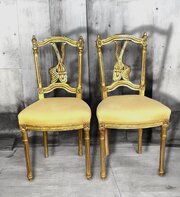 French Louis XVI Style Gilt Wood Opera Chairs