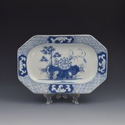Bow Porcelain Lotus Bamboo Octagonal Serving Dish