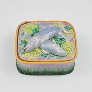 George Jones Pink Lilac Majolica Sardine Box 1805