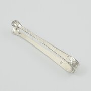 Georgian Bright Cut Engraved Silver Sugar Tongs