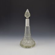 Large 11" Art Deco Silver & Cut Glass Scent Bottle