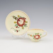 Lovely Creamware Pottery Cup & Saucer Kings Rose 