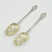 Pair William III Dog Nose Silver Table Spoons 1700