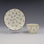 Pretty Georgian Pearlware Floral Tea Bowl & Saucer