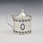 Pretty Victorian Pierced Silver Drum Mustard Pot