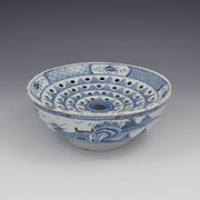 Rare English Delft Chinoiserie Colander Bowl C1760