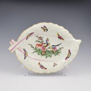 Rare Large 35cm Worcester Fancy Birds Leaf Dish