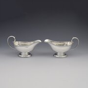 Stunning Pair Georgian Silver Pedestal Sauce Boats