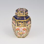 Victorian Royal Crown Derby Hexagonal Tea Canister