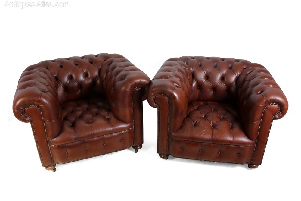 Antiques Atlas A Pair Of Vintage Leather Chesterfield Club Chairs A Pair Of Vintage Leather Chesterfield Club Chairs
