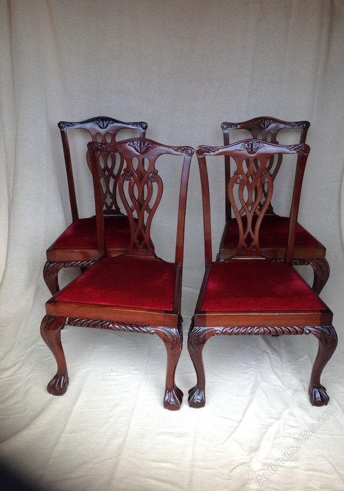 Set Of 4 Chippendale Style Dining Hall Chairs Antiques Atlas