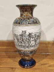 Doulton Lambeth Hannah Barlow Horses & Goats Vase