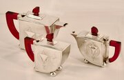 Art Deco Geometric Indian Silver Tea Service