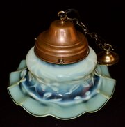 Arts & Crafts Vaseline Glass Copper Ceiling Light