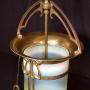 Arts and Crafts Brass and Vaseline Glass Lantern