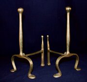 C.F.A. Voysey Arts And Crafts Brass Firedogs 