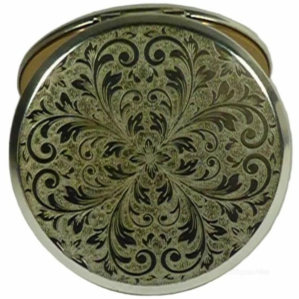 Mini Merror Antiques Atlas - Beautiful Silver Plated Stratton Compact Mirror as395a3040