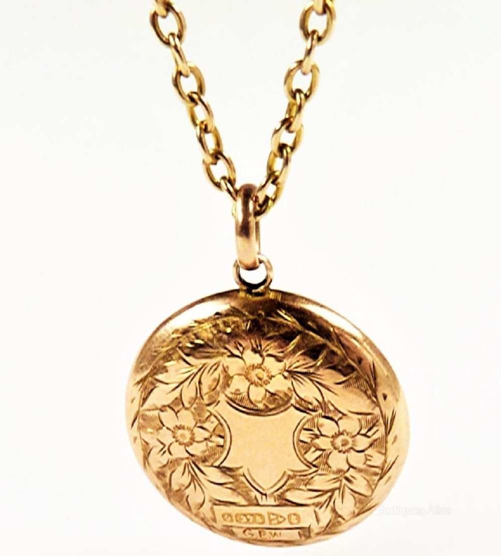 Antiques Atlas Edwardian 9ct Gold Hair Art Locket Necklace