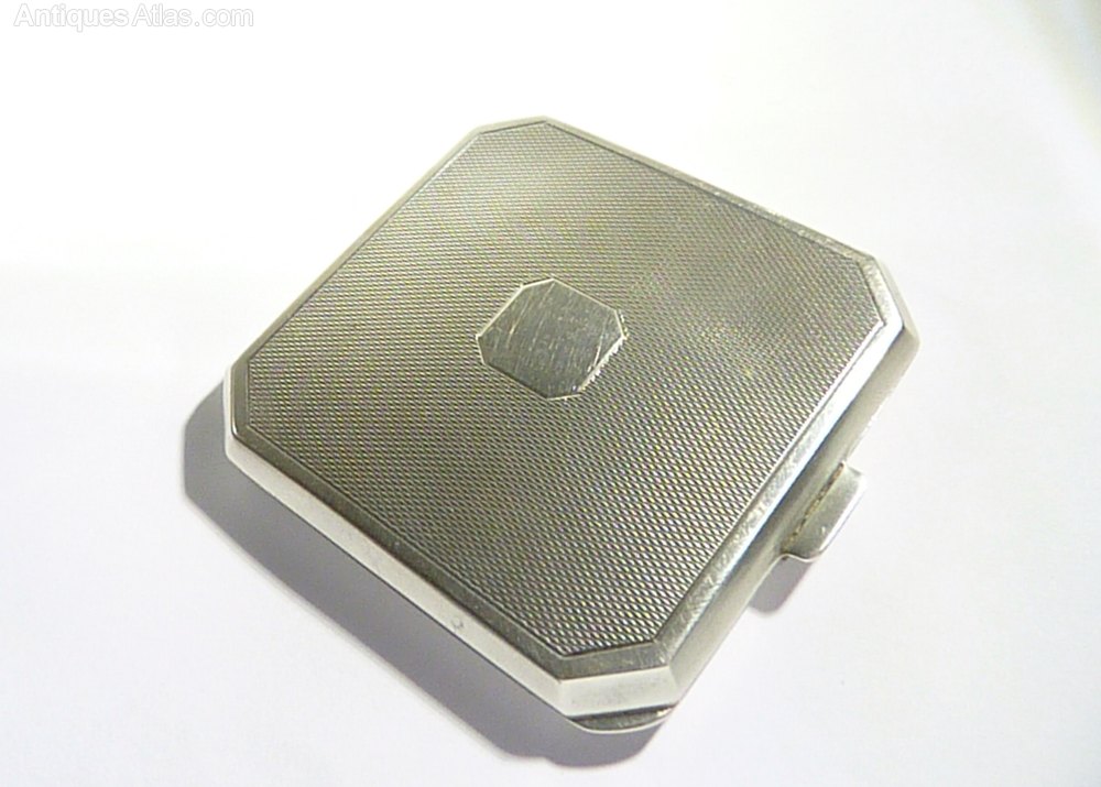 Antiques Atlas Engraved Silver Compact Mirror 1947