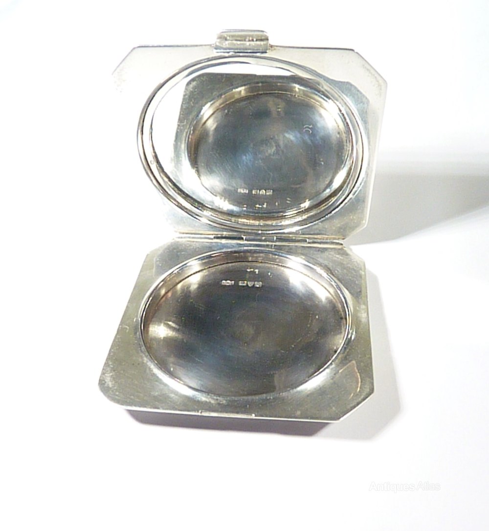 Antiques Atlas Engraved Silver Compact Mirror 1947