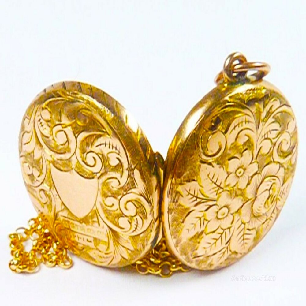 Antiques Atlas - Solid Gold English Edwardian Locket 1907 as395a2932