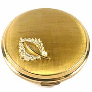 Stratton Handbag Mirror Leaf And Pearl Motif