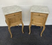 Bleached Oak French Bedside Cabinets 