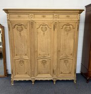 Bleached Oak Triple French Armoire 