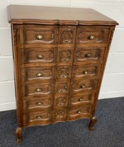 Carved Oak 6 Drawer Chest Of Drawers 