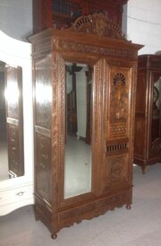 Carved Oak Breton Armoire 