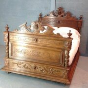 Carved Oak Breton Bed 