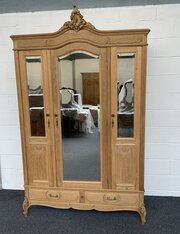 Carved Oak Bleached French Armoire 