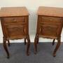 Carved Oak French Bedside Cabinets 