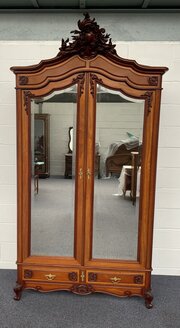 French Double Armoire With Intricate Carved Detail