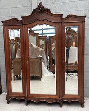 French Mahogany Triple Armoire 