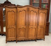 Large 4 Door French Oak Armoire 