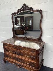 Ornately Carved Walnut French Dressing Table 