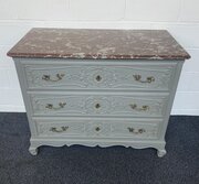 Painted French Marble Topped Chest Of Drawers 