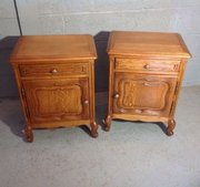 Pair Of Oak French Bedside Cabinets