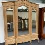 Triple French bleached oak armoire 