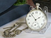1920s silver Satisfaction pocket watch and chain