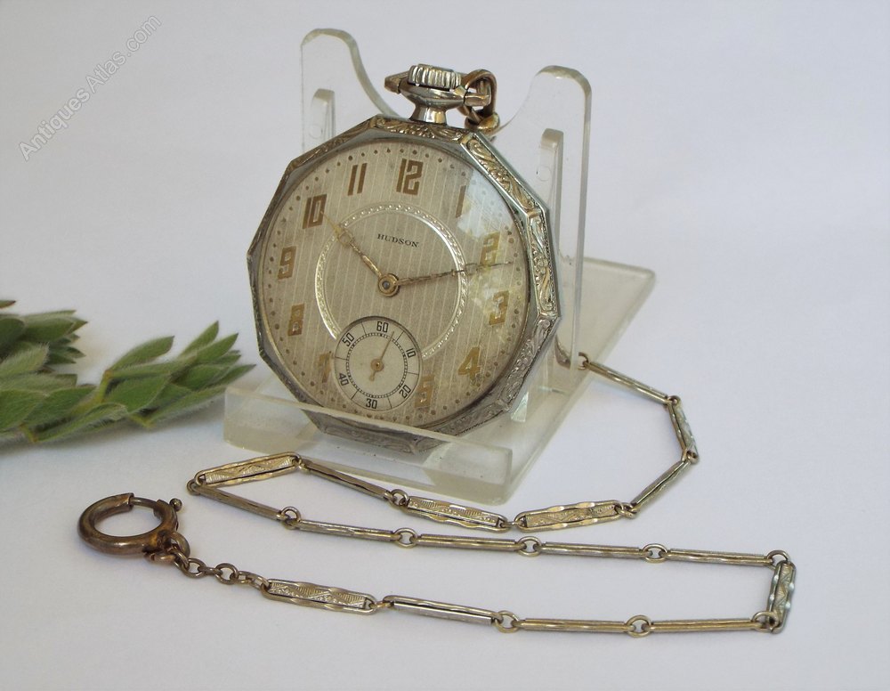 Antiques Atlas - 1930s Hudson Watch Co Pocket Watch And  display picture 2