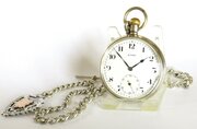 1930s Silver Cyma Pocket Watch And Chain