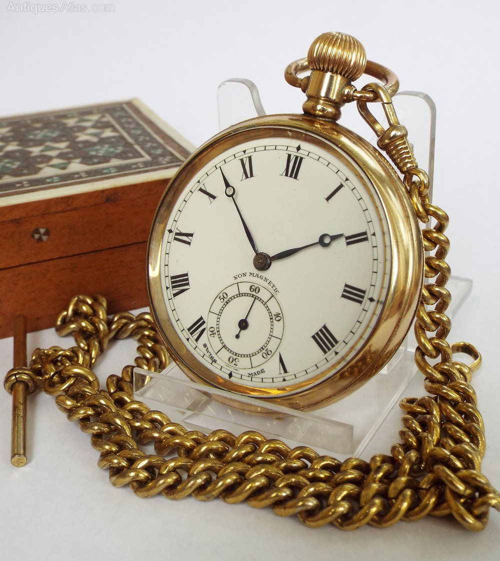Antiques Atlas A 1930s Gold Plated Pocket Watch And Chain